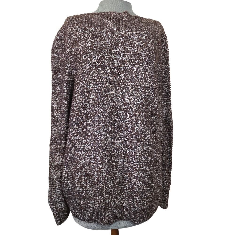 Brown Metallic Knit Cotton Blend Sweater Size XL